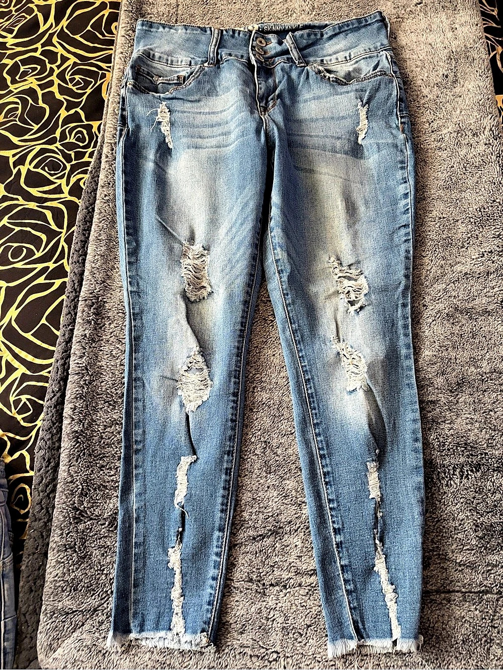 S.O.N.G. Curvy High Rise Skinny Ankle Jeans. Blue Waist 15/32
